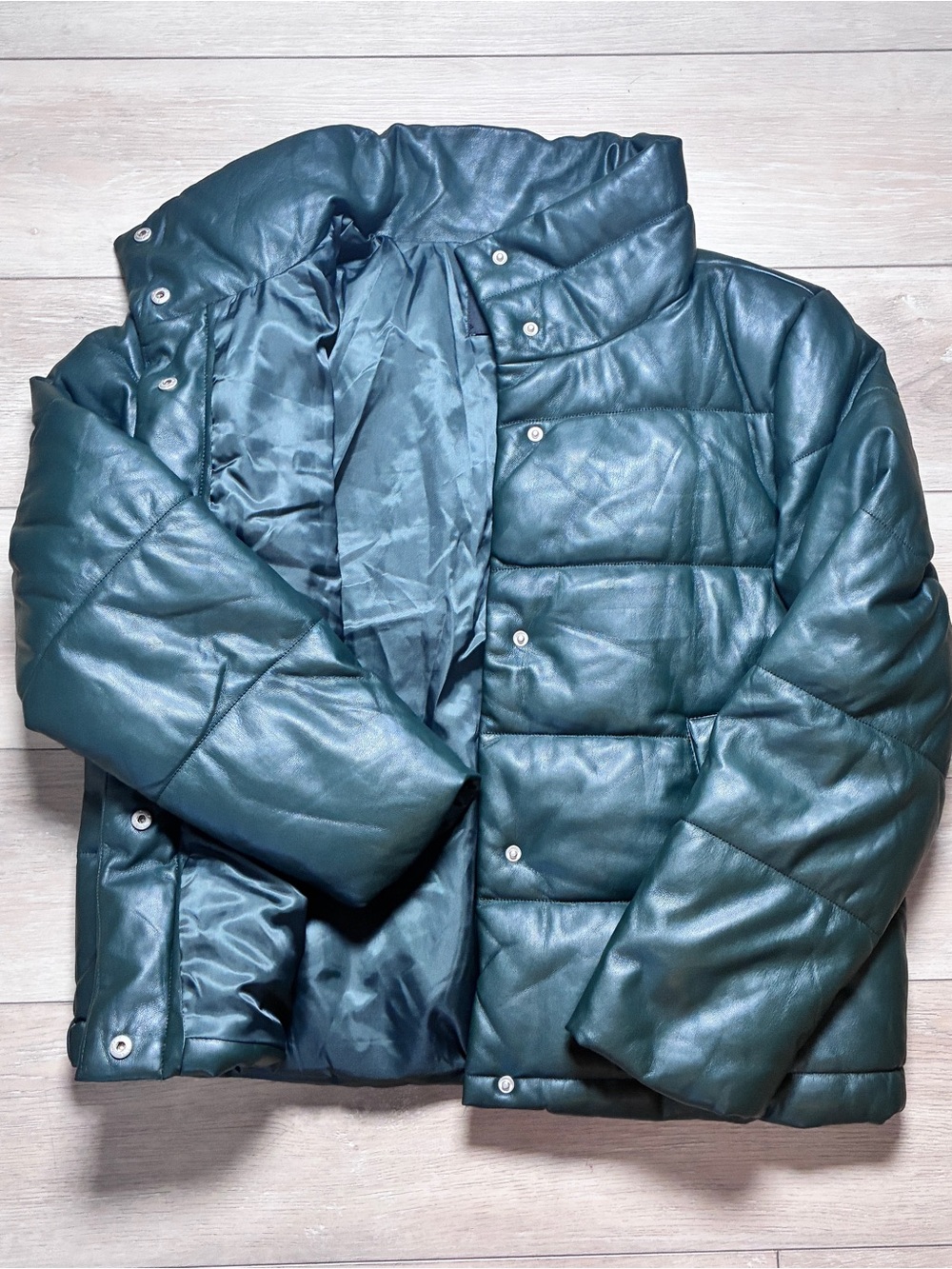 7 FOR ALL MANKIND Women’s Large Faux Leather Jacket Dark Green